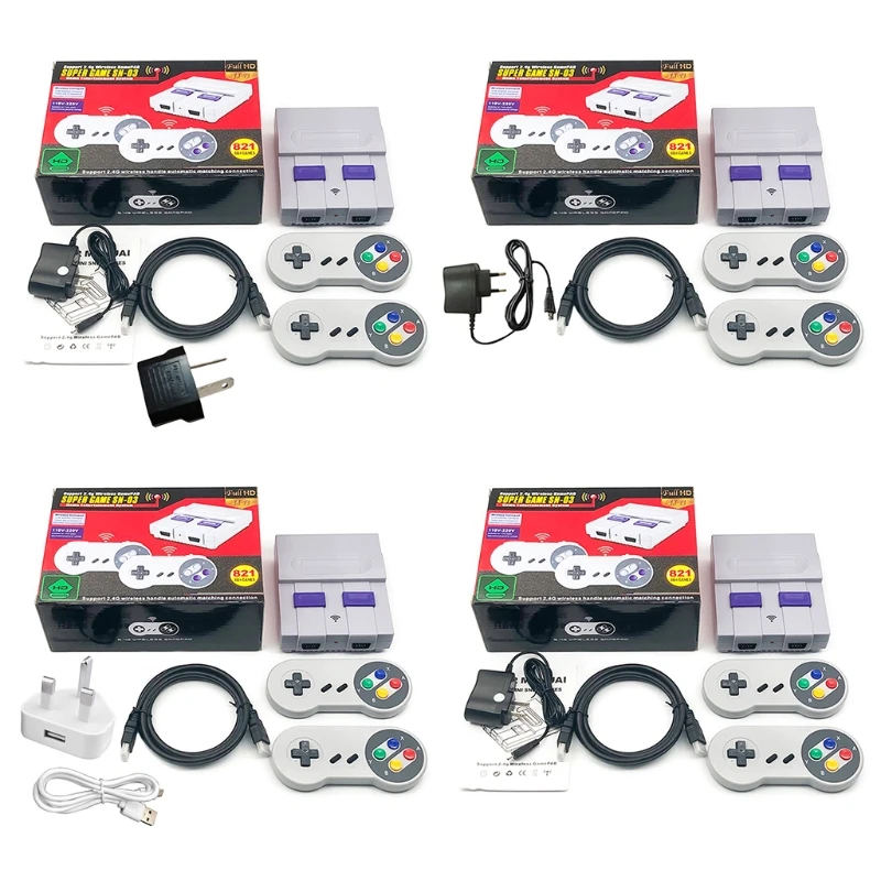 

Super Mini High Definition Wireless HDMI Retro Video Game Console Built-in 821 Games with Dual Gamepads