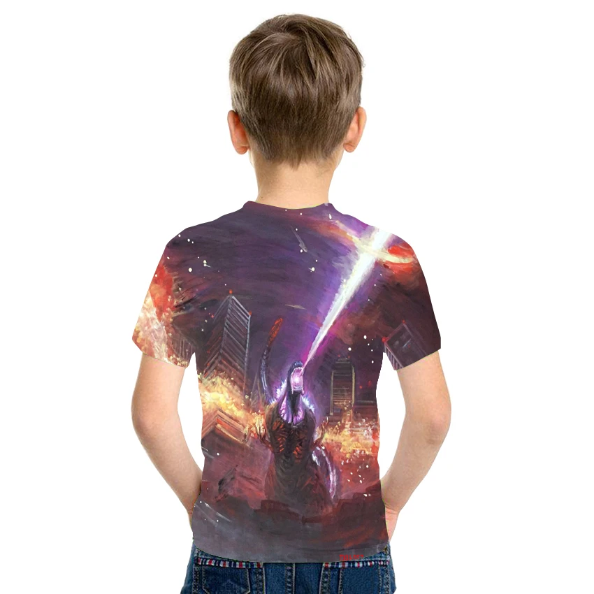 

Summer Fashion Dinosaur 3d Printing Casual T-Shirt Children's Baby Short-Sleeved Boy Round Neck Top Street Clothing