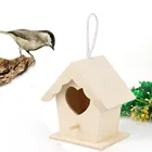 Креативный деревянный домик для птиц с подвесной веревкой, домашний садовый домик для Колибри, уличный домик для птиц, плетеные вручную птичьи домики
