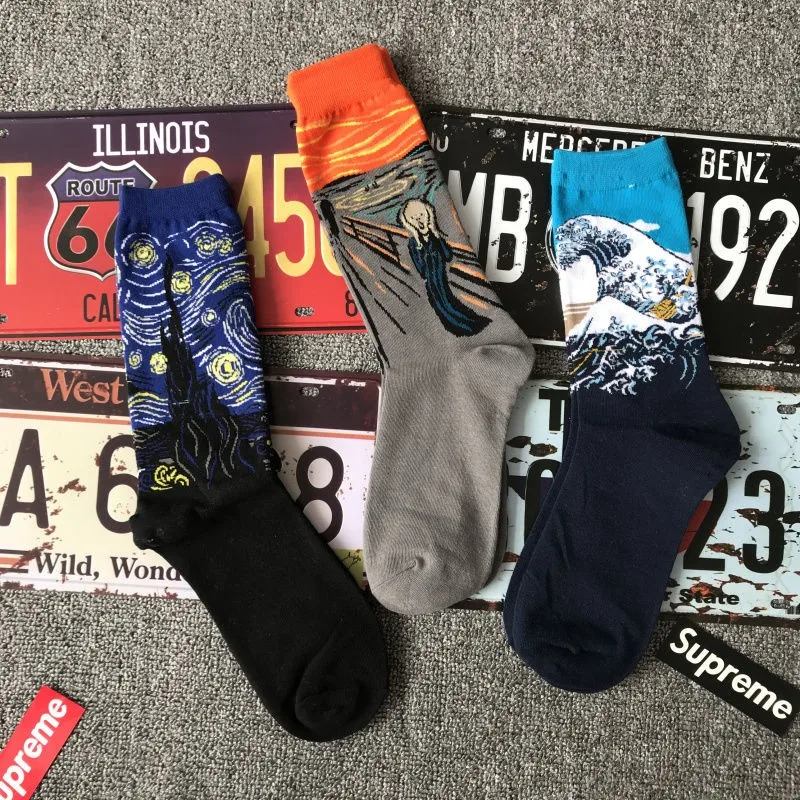 Мультфильм гольфы женские высокие сапоги трубы с цветным рисунком размера плюс