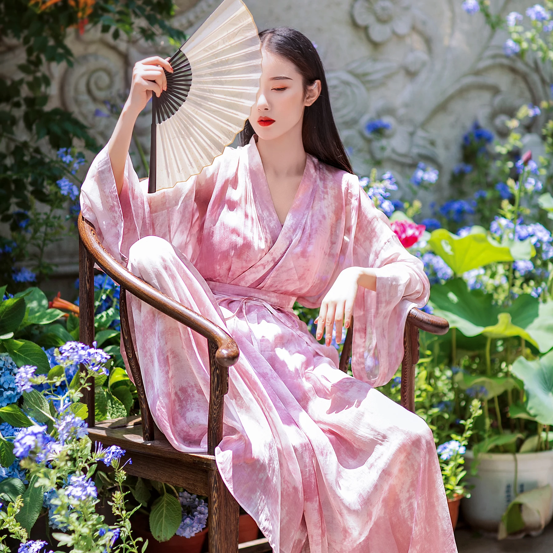 

Китайский ретро Хан элемент ханьфу Шелковый Тюль с перекрестным воротником платье на талии