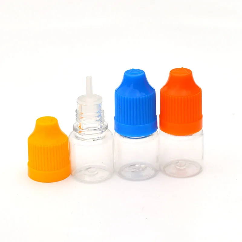 200 Uds 3ml duro gotero de plástico para mascotas botellas con tapa a prueba de niños para vacía E líquido aguja Vail
