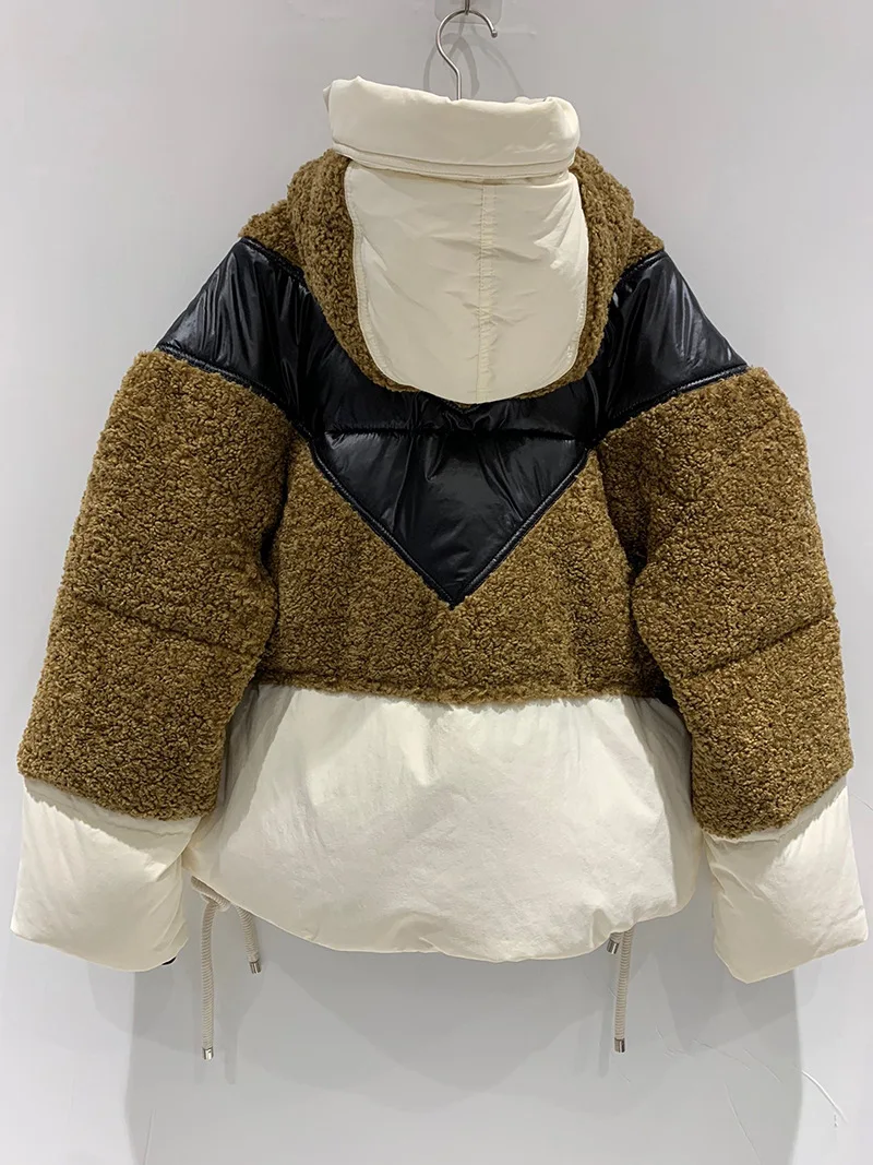 

2021 autumn and winter new down jacket ladies temperament fashion Women's color matching thick hooded warm jacket