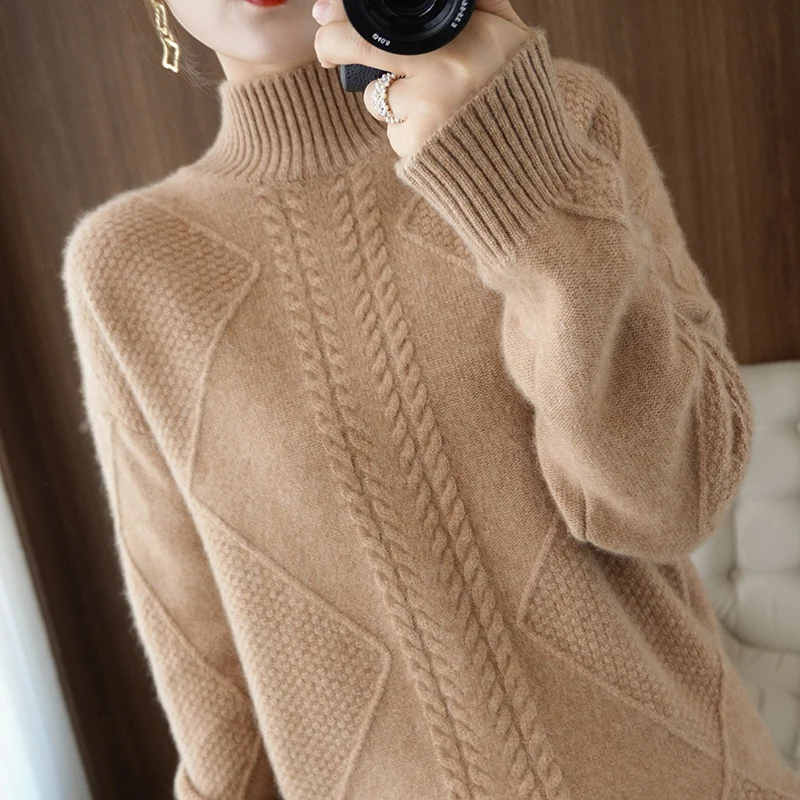 

TAILOR SHEEP Wool Sweater Women Pullover Winter Turtleneck Thicken Warm Soft Knitted Pullover Female Solid Long Sleeve Jumper