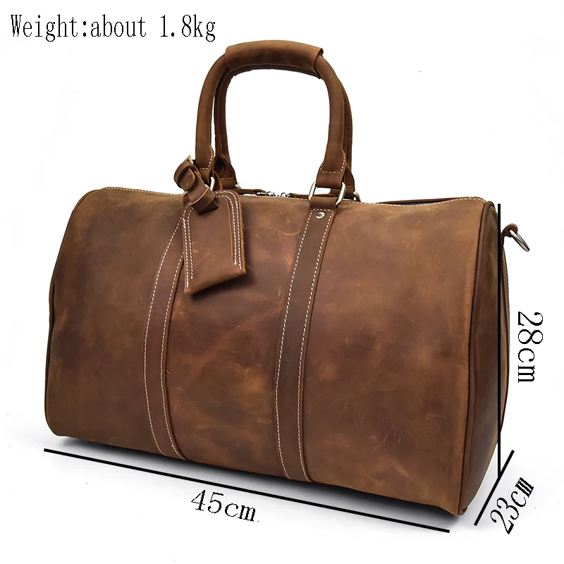 Винтажная Дорожная сумка из натуральной кожи темно коричневого цвета 18 дюймов