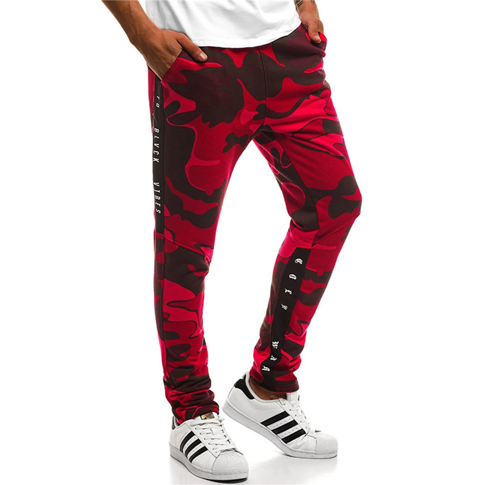 

hirigin 2021 Men Sport Trousers Camouflage Print High Waist Pants Straight-Leg Casual Pants for Spring Fall Army