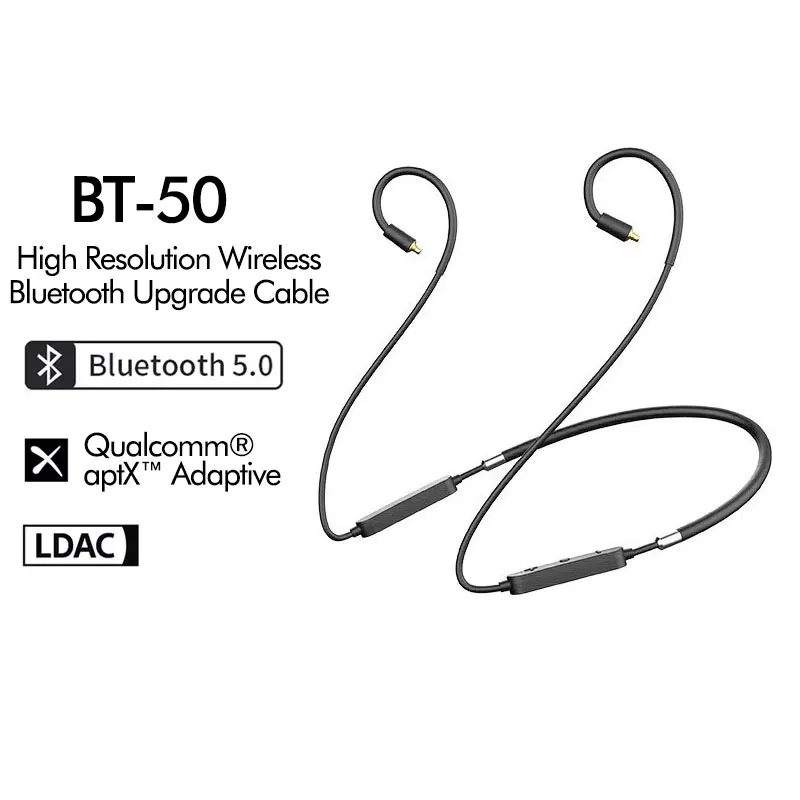 

24Bit Hi-Res QCC5125 Bluetooth 5.0 Headphone Upgrade Cable with LDAC, aptX Adaptive, aptX-HD AAC Sport with Mic for Shure/ATH/KZ