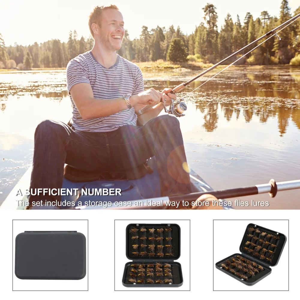 

40Pcs Realistic Fly Shaped Fishing Hook Fishing Baits Lures with Storage Case