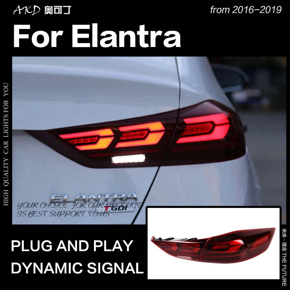 AKD автомобильный Стайлинг задний фонарь для hyundai Elantra светодиодный задний светильник- Elantra DRL динамический сигнал тормоза заднего хода авто аксессуары