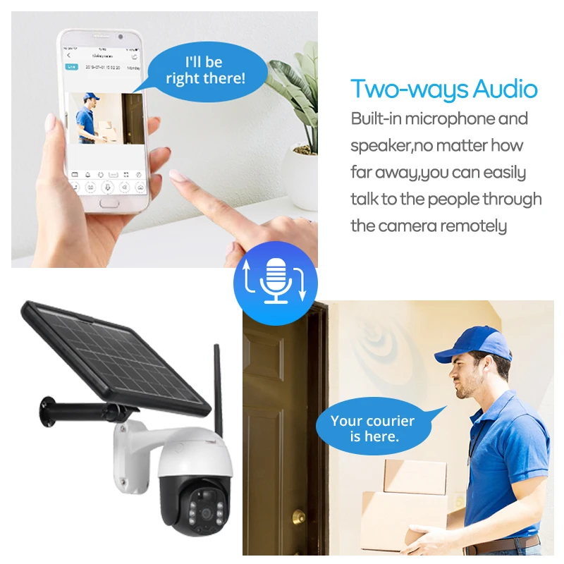 wifi version ptz camera outdoor 1080p 8w solar panel rechargeable battery powered energy saving security 12m pir motion p2p free global shipping