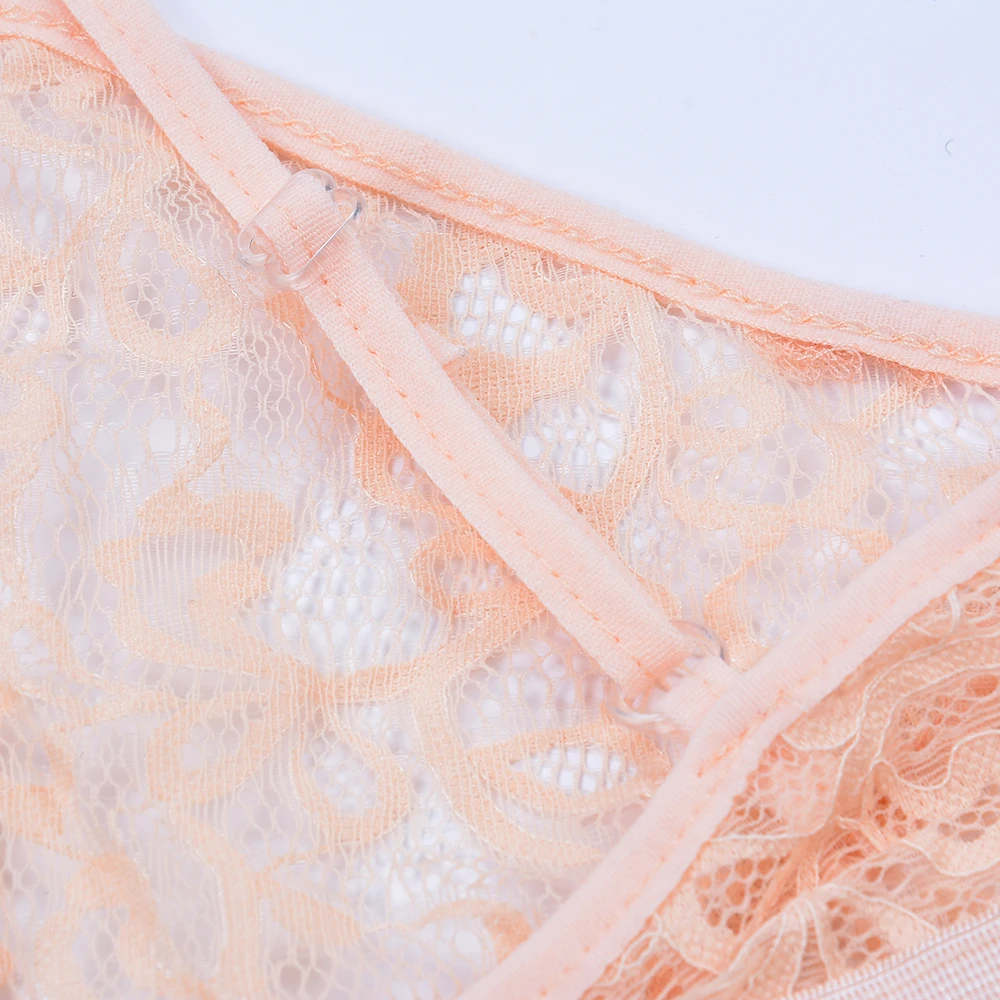 

HEFLASHOR Womens Ladies Sexy Lingerie Lace Top Bra G-string Ladies Triangle Thong Underwear Set Nightwear Sleepwear 2021