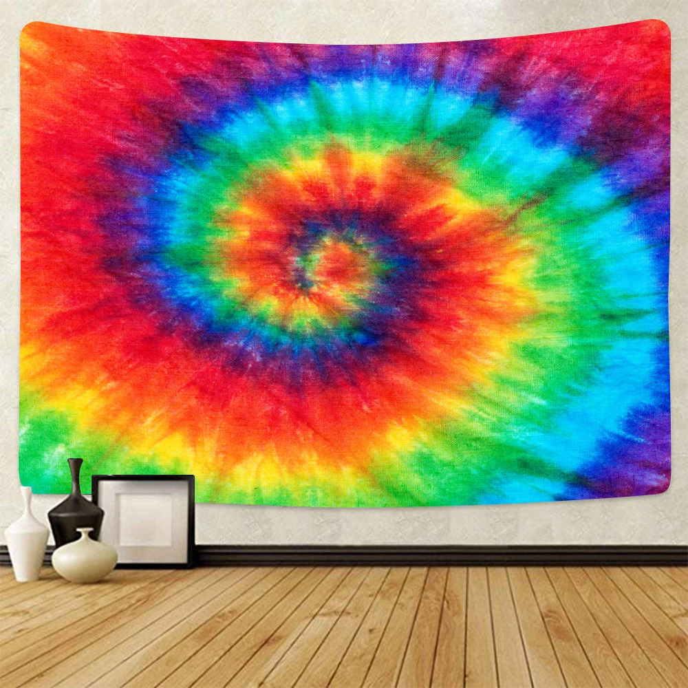 Гобелен Tie Dye Радужный настенный гобелен на спирали для спальни эстетический