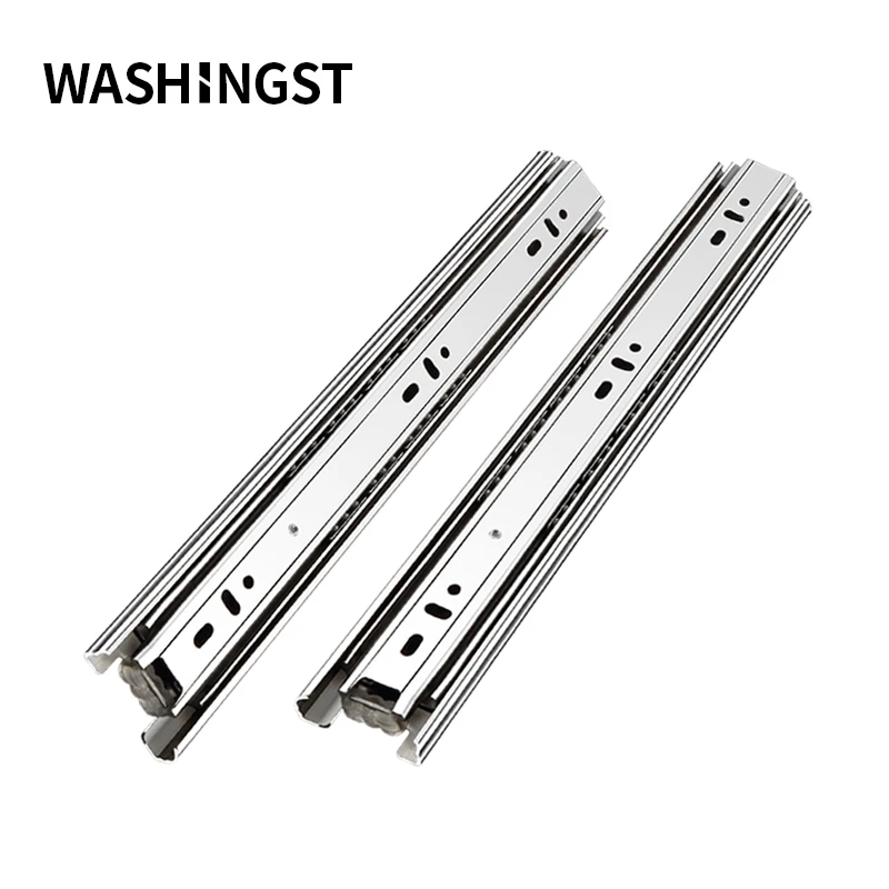 

WASHINGST Stainless Steel Drawer Track Three-Section Slide Mounted Load-Bearing Guide Rail Thickening