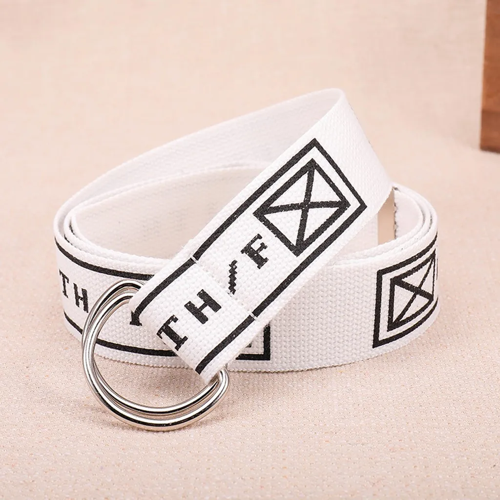 Ремень Эластичный холщовый для мужчин и женщин модный пояс с надписью пряжкой