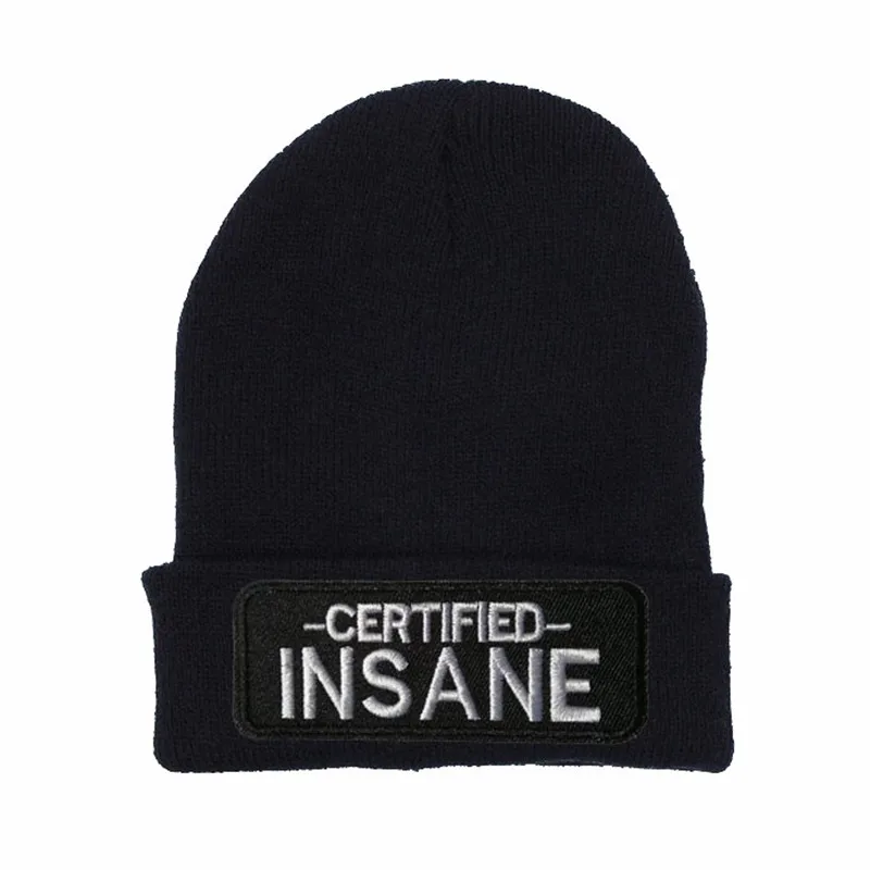 

Insane letters Knit Hat Winter Hats Casual Beanie For Men Women Fashion Knitted Winter Hat Hip-hop Skullies Hat