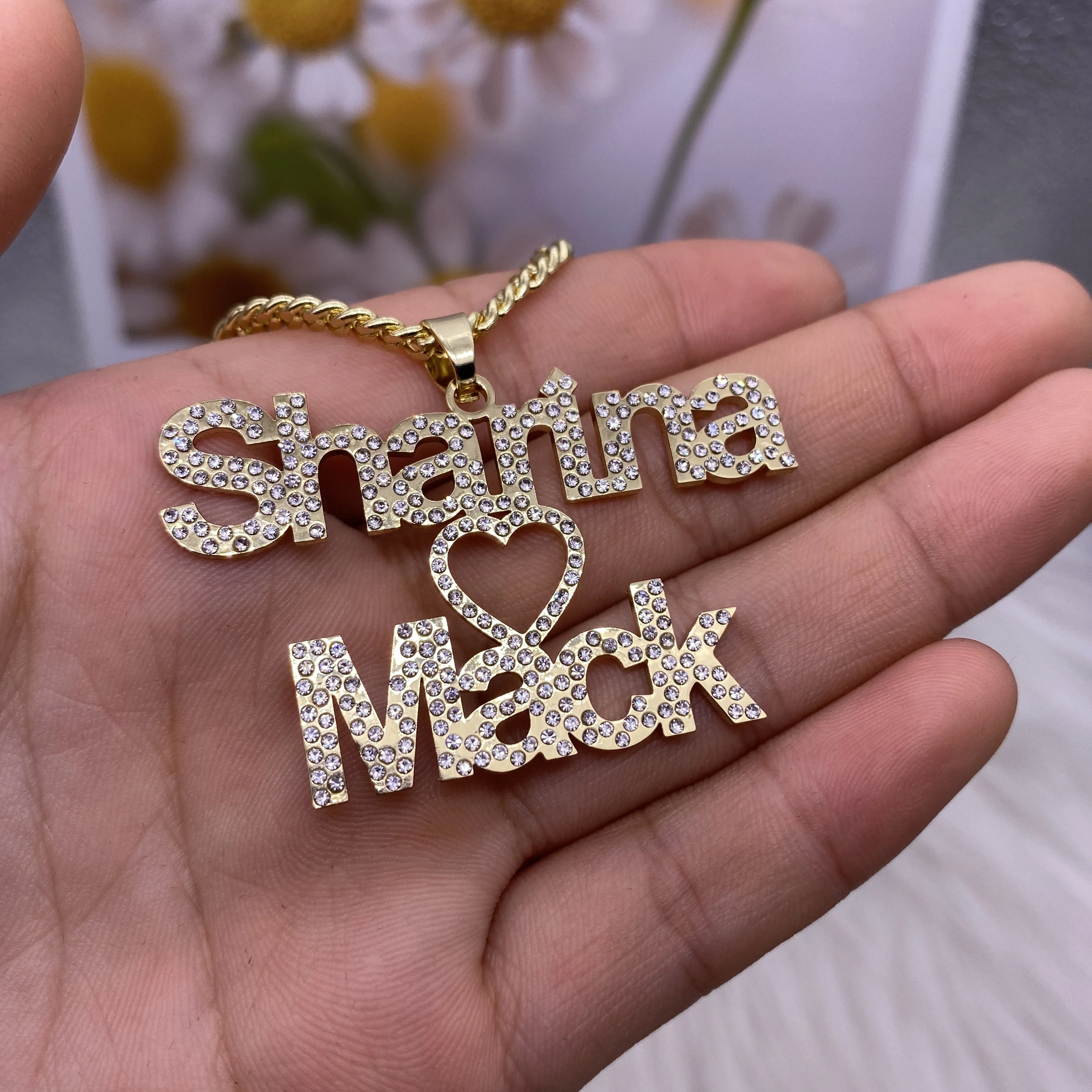 

Heart With Personalized Name Necklace & Pendants Custom Letter Jewelry Stainless Steel Gold Filled Bridesmaid Custom For Women