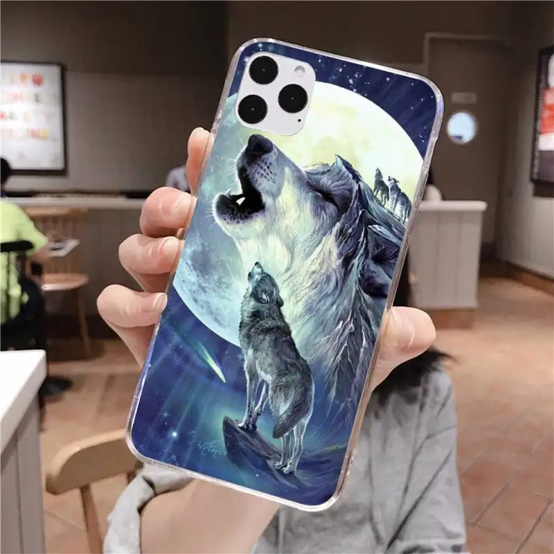 moon roaring wolf phone case for iphone 12 pro max 11 pro xs max 8 7 6 6s plus x 5s se 2020 xr cover free global shipping