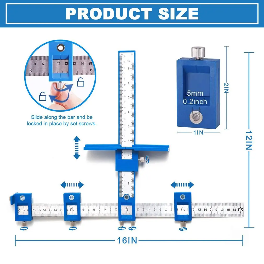 

3pcs/set Cabinet Hardware Jig Drill Guide Sleeve Drawer Pull Wood Drilling Tools Set Auxiliary Locator For Handles Drill Guide