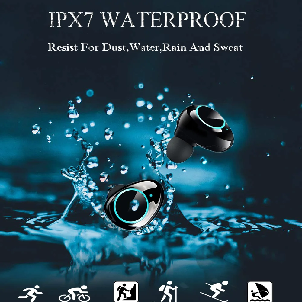 2019X12 TWS 5,0 Bluetooth наушники 9D стерео беспроводные наушники IPX7 водонепроницаемый 3500 мАч светодиодный для xiaomi huawei iPhone samsung