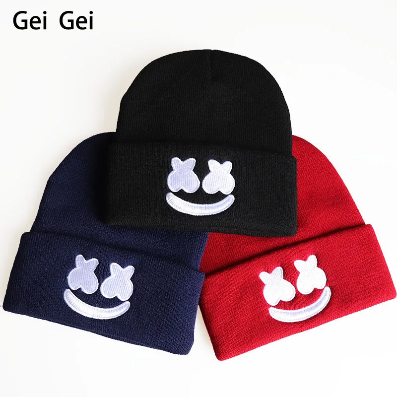 Мужская зимняя новая уличная теплая шапка бини Женская милая шерстяная с улыбкой