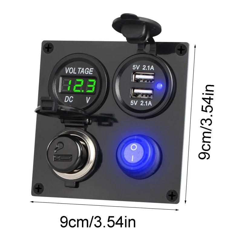 

Waterproof Dual USB Socket Charger 2.1A&2.1A with LED Voltmeter 12V Power Outlet ON-Off Toggle Switch for Car Boat SUV