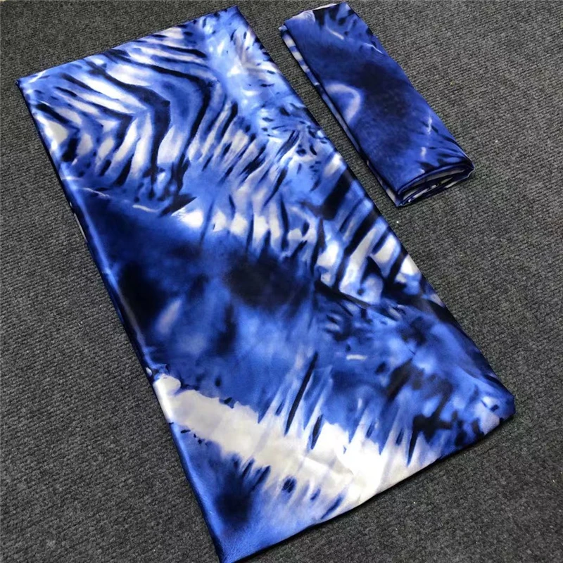 

latest african fabric 4+2yards silk satin fabrics with chiffon set ribbon silk material for women dress