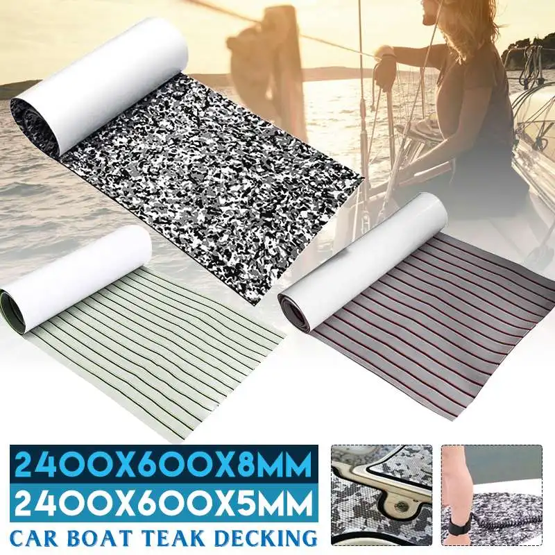

2400x600x8mm Self-Adhesive Foam Teak Decking EVA Foam Marine Boat Yacht Flooring Faux Decking Sheet Accessories Marine Floor Mat