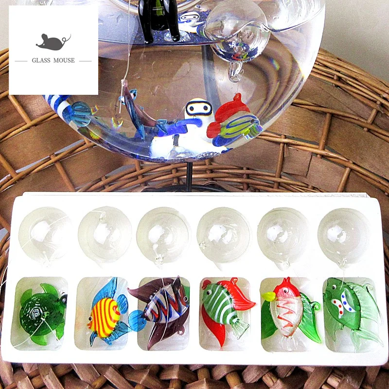 Декор для аквариума статуэтки миниатюрные стеклянные подвески в виде морской