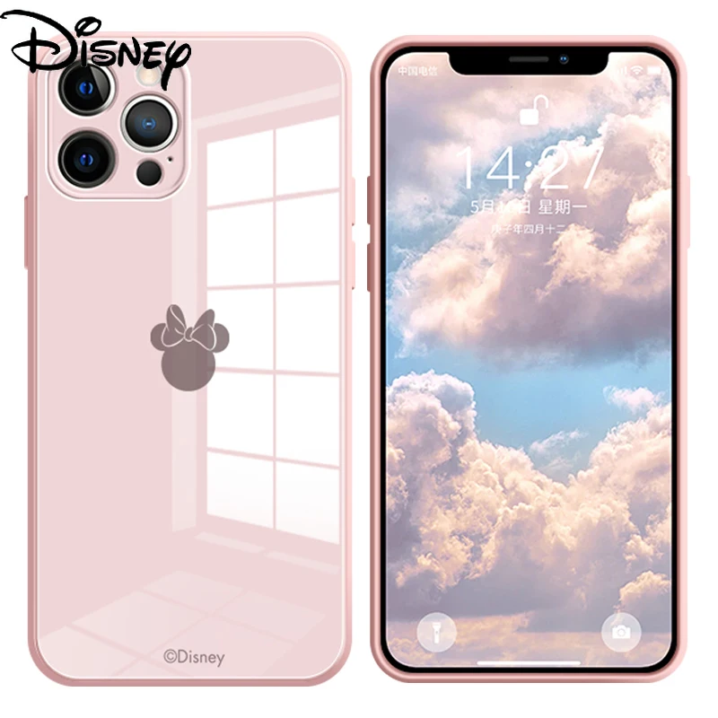 

Disney for IPhone12Promax Mobile Phone Case Glass for IPhone12pro/12mini/12 Cartoon Mickey Couple Mobile Phone Cover