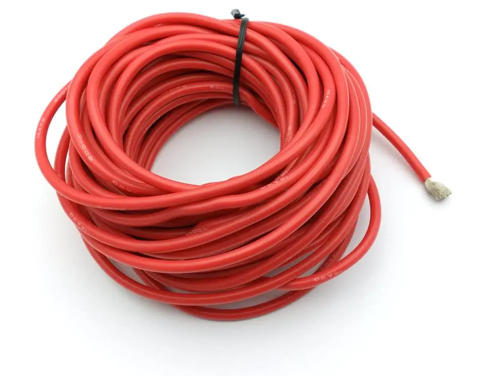 3000 В 14AWG Красный силиконовый провод гибкий многожильный медный