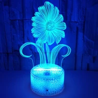 3d sunflower night light touch table desk optical illusion lamps 7 color changing lights home decoration xmas birthday gift