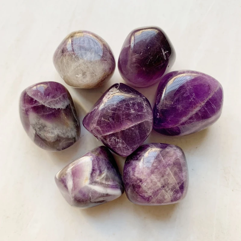 

Natural Purple Amethyst Stone Crystal Tumblestone Set Polished Healing Stones Bulk Stones Reiki Chakra Home Fengshui Decor 7pcs