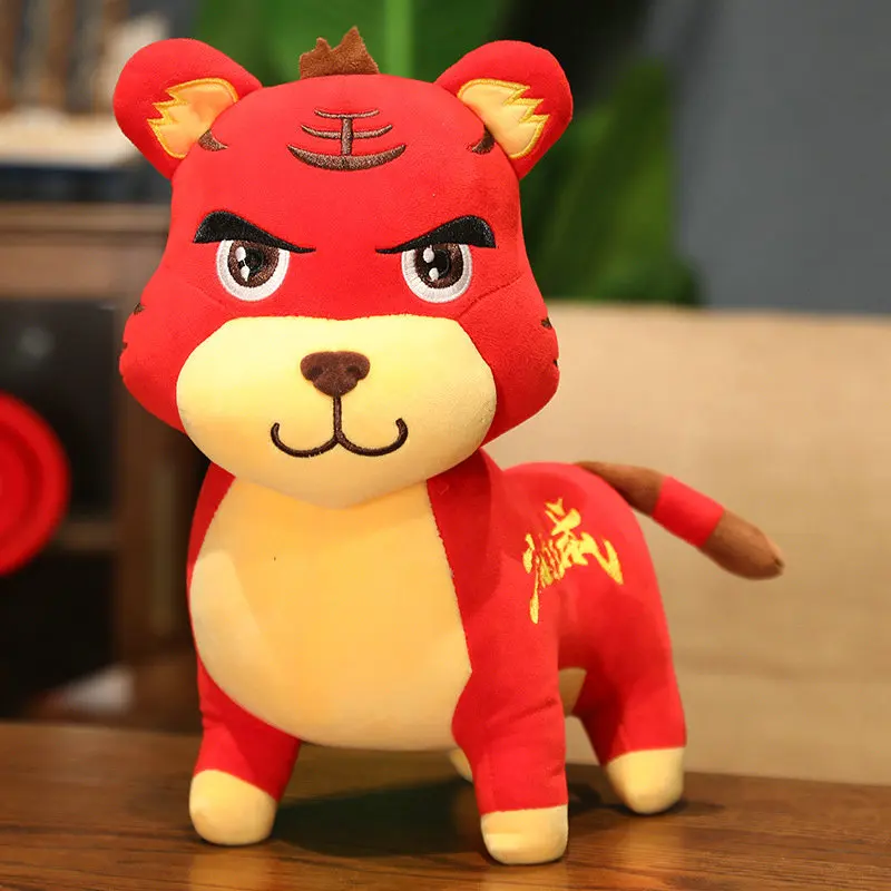 

22-50cm Cute Chinese Zodiac Plush Toy Stuffed Soft Pillow Red Tiger Doll Sofa Cushion New Year Kids Baby Birthday Gifts