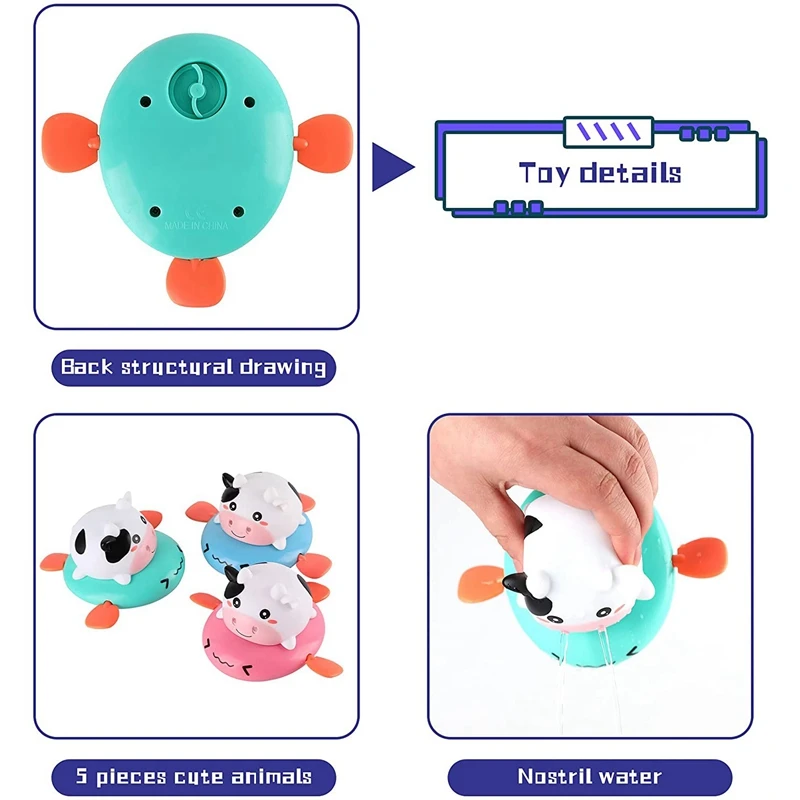 

Cow Clockwork Toy Baby Bath Toy Swimming Pool Toys, Wind Up Cute Bathtub Toys Gifts for Infants Kids Birthday Christmas