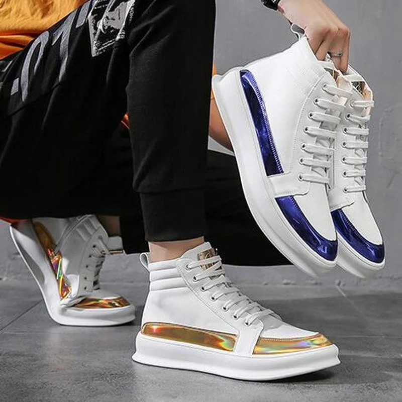 

High-top Men's Shoes White Color Matching Board Shoes Youth Skateboarding Shoes Men Hip Hop Luxury Sneakers Shoes Men