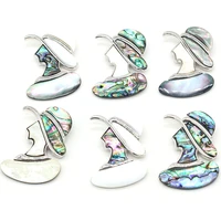 1pcs natural shell beauty head sculpture abalone shell brooches pins diy for women girls wedding party gift size 40x45mm