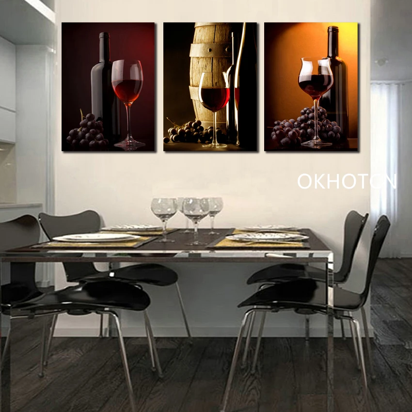 Домашний декор красное вино бутылка картина современный благородный настенный