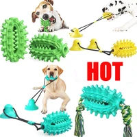 pet dog fun interactive suction cup push tpr ball toy elastic rope teeth cleaning chew dog toy small medium sized dog supplies
