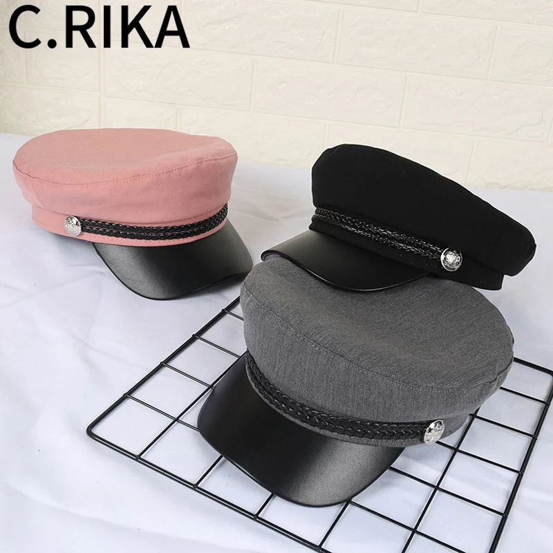 Осенне зимняя мужская и женская винтажная хлопковая шапка из искусственной кожи