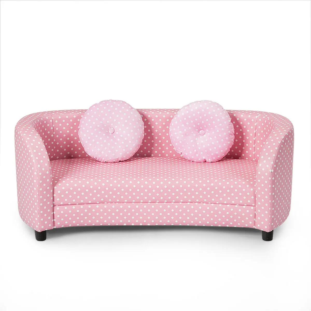 2 Seat Kids Sofa Armrest Chair with Two Cloth Pillows Perfect for Girls Pink  HW61179