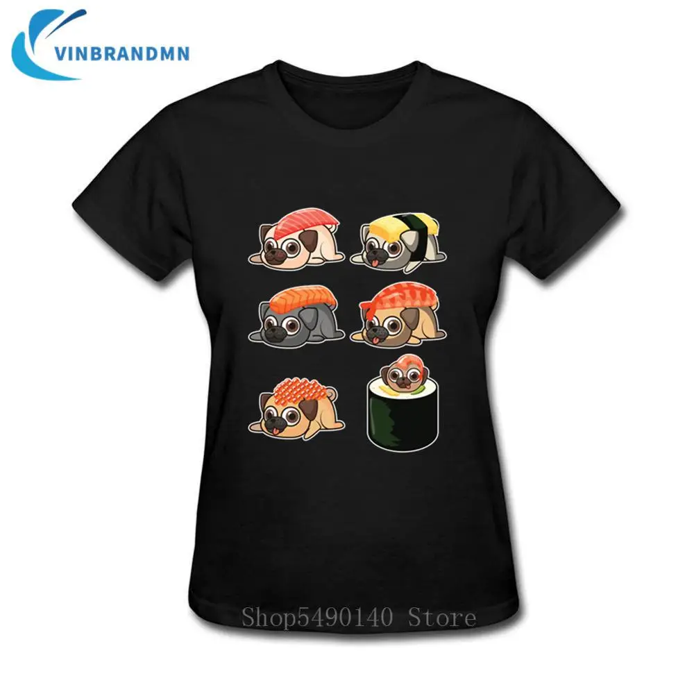 Забавная футболка Gif для суши милые топы мопса крутая японская модная Kawaii
