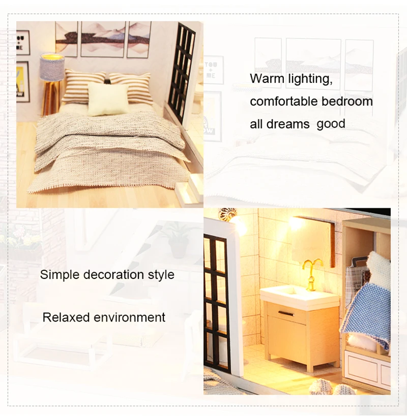 Roombox Кукольный дом деревянный миниатюрный DIY кукольный домик мебель набор собрать С Пылезащитным покрытием Куклы Домашние игрушки для детей Подарки