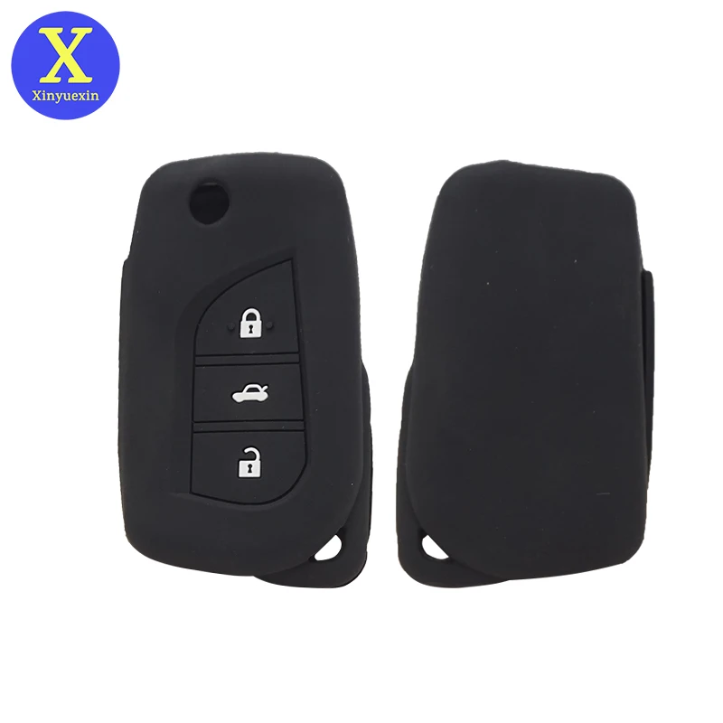 

Xinyuexin Silicone Key Case Holder Shell Cover for Toyota Corolla 4Runner Verso Yaris Aygo C-HR Scion Remote Fob Skin Protection