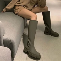 2021new ins womens boots flat heels womens autumn and winter warm knee high boots retro fashion shoes women
