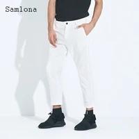 samlona 2021 mens stand pocket casual drawstring pants loose trouser plus size mens fashion hip hop sweatpants men streetwear
