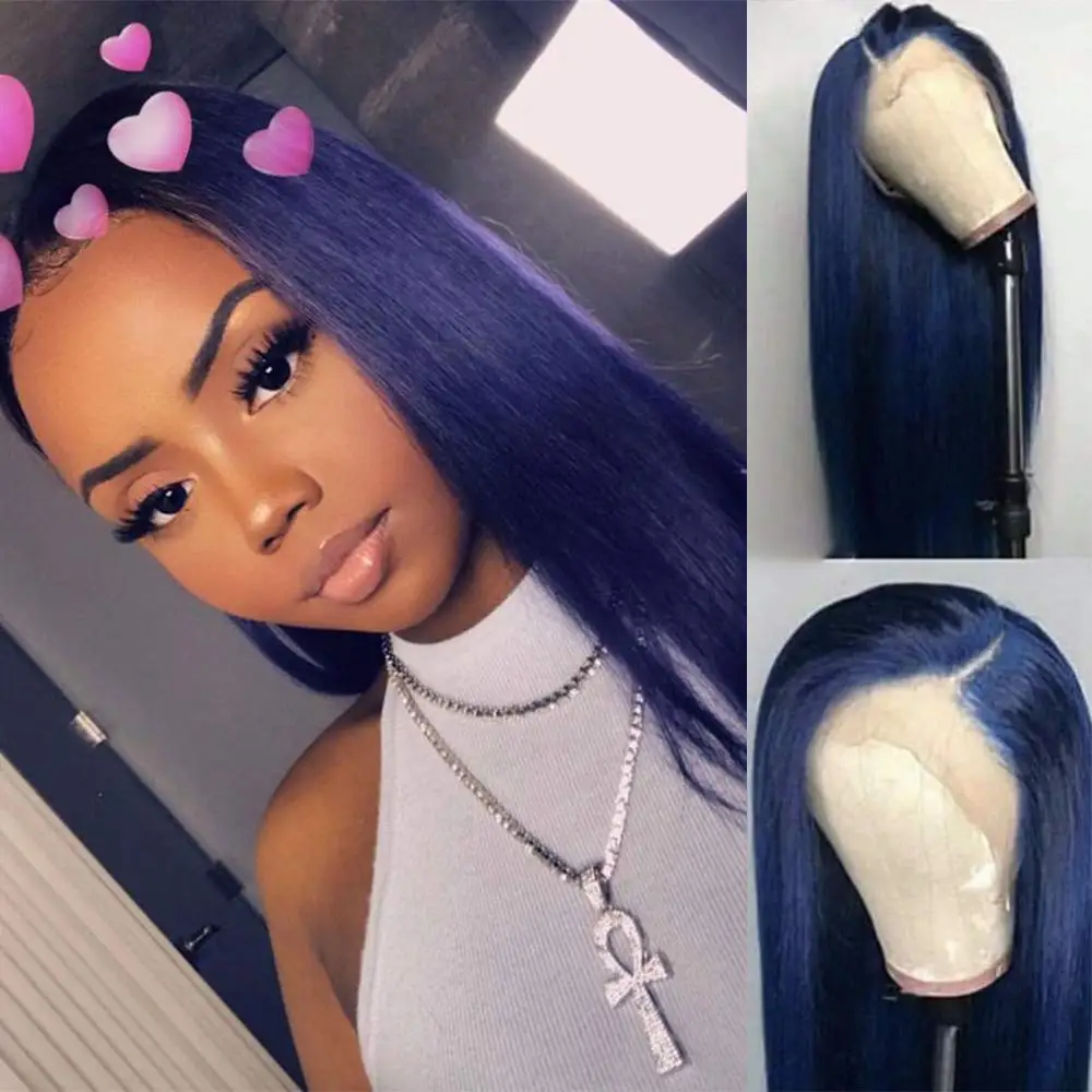 Long Blue Wigs for Women Straigt Realistic Lace Front Wigs  Grey Pastel Red Lilac Lavender Purple Synthetic Hair Wig  Cosplay 24