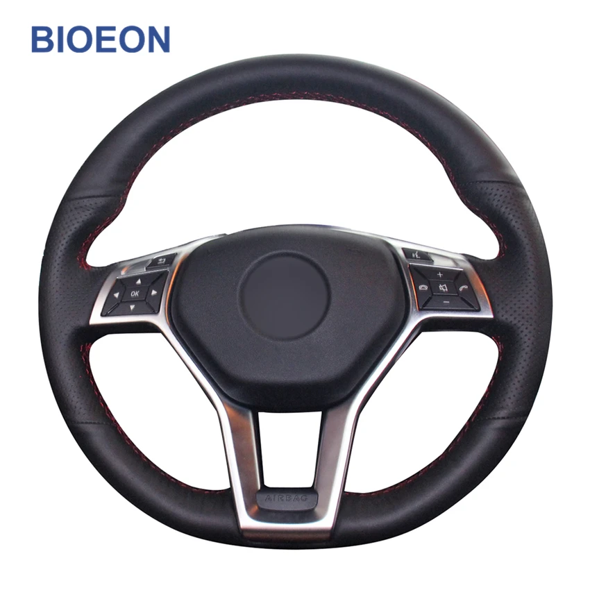 

Hand Stitch Black PU Artificial Leather Steering Wheel Cover for Mercedes Benz A-Class C-Class AMG CLA-Class E-Class SLK-Class