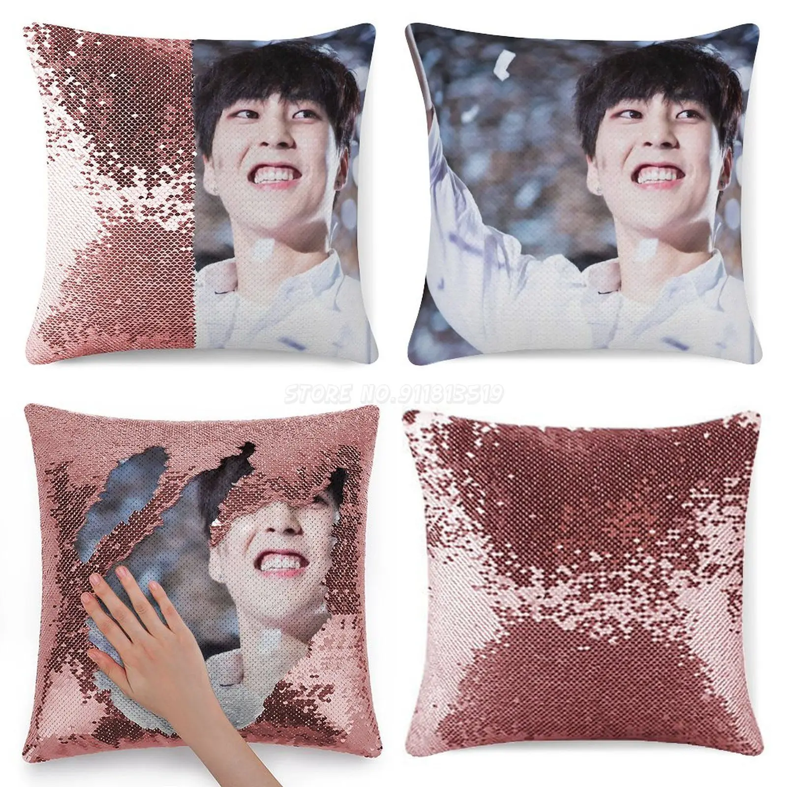 Эксо-Ксюмин 3 Покрывало с блестками для подушки Волшебные обложки 40X40 см Русалочьи Эксо Ксюмин Ким Мин Сок Кпоп Музыка.