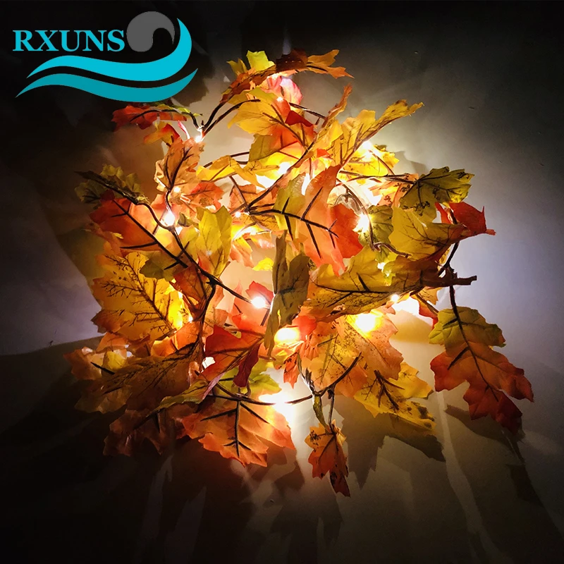 

Thanksgiving Day Maple Leaf Cane LED Light String Battery Operated Curtain Window Wall Mount Christmas Party Patio Decoration