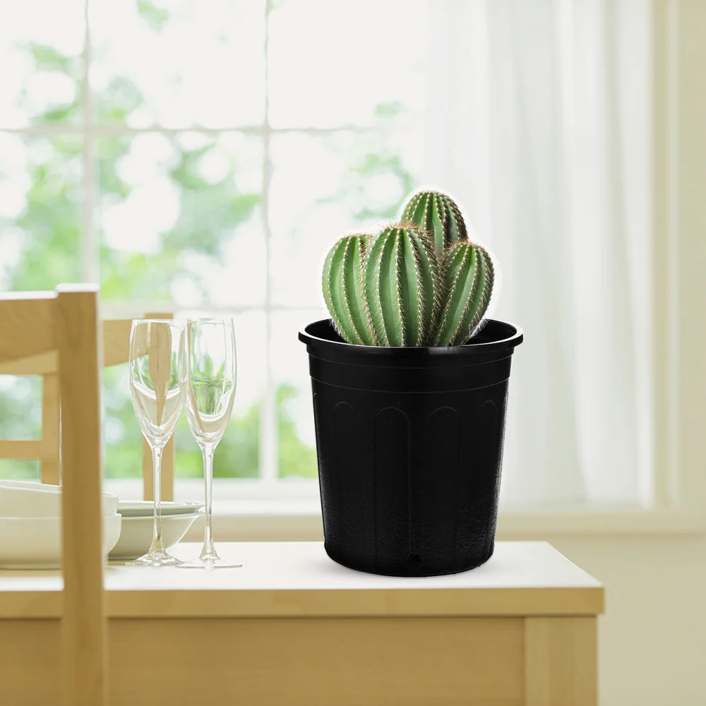 

10pcs Simple Gallon Pot Flower Planter Garden Plant Nursery Pot (Black)